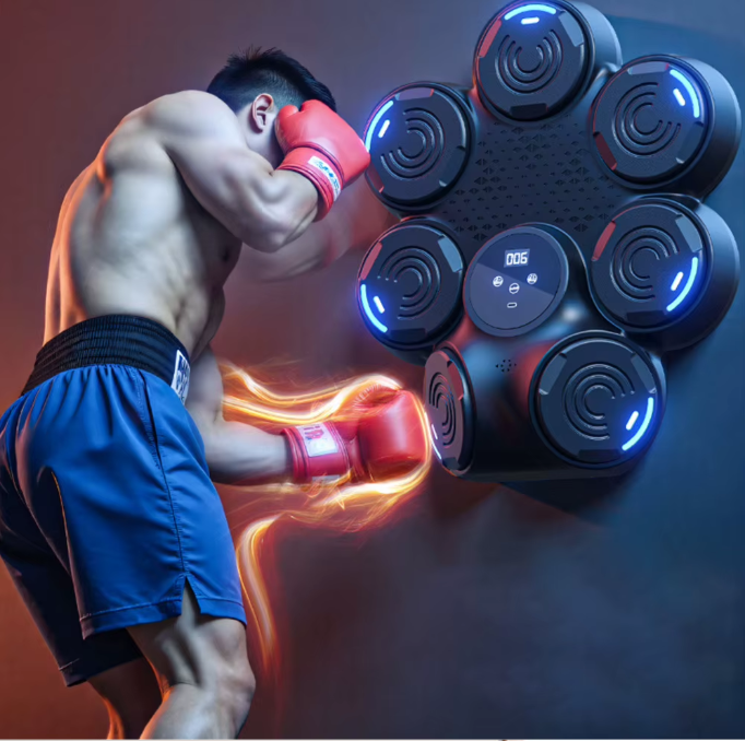 Smart Boksmachine met Muziek – Bluetooth Boxing Trainer met LED Wand Target voor Thuis
