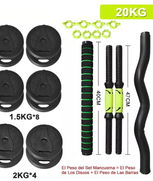 Verstelbare Dumbbell Set – 2-in-1 Halterset met Verbindbare Stang voor Krachttraining Thuis