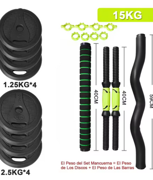 Verstelbare Dumbbell Set – 2-in-1 Halterset met Verbindbare Stang voor Krachttraining Thuis