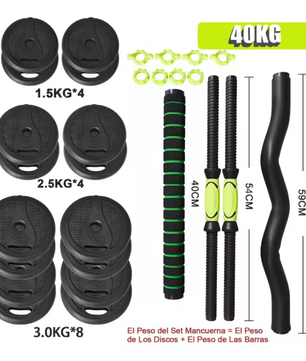 Verstelbare Dumbbell Set – 2-in-1 Halterset met Verbindbare Stang voor Krachttraining Thuis