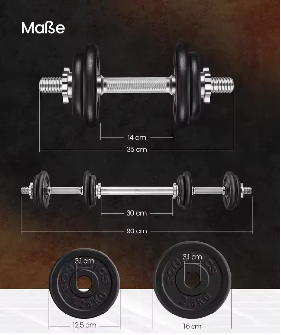 Verstelbare Dumbbell Set 20/30 kg – Halterset met Verbindingsstang voor Thuis Fitness
