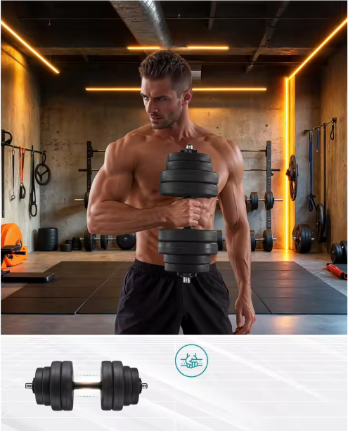 Verstelbare Dumbbell Set 30 kg – 2-in-1 Halterset met Verbindingsstang voor Thuis Fitness