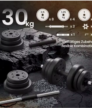 Verstelbare Dumbbell Set 30 kg – 2-in-1 Halterset met Verbindingsstang voor Thuis Fitness