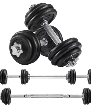 Verstelbare Dumbbell Set 30 kg – 2-in-1 Halterset met Verbindingsstang voor Thuis Training