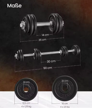 Verstelbare Dumbbell Set 30 kg – 2-in-1 Halterset met Verbindingsstang voor Thuis Training