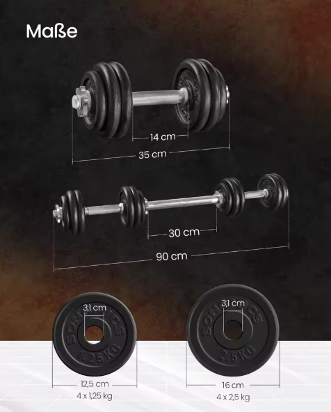 Verstelbare Dumbbell Set 30 kg – 2-in-1 Halterset met Verbindingsstang voor Thuis Training