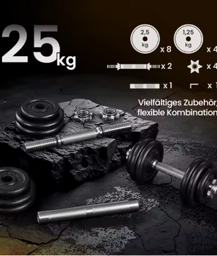 Verstelbare Dumbbell Set 30 kg – 2-in-1 Halterset met Verbindingsstang voor Thuis Training