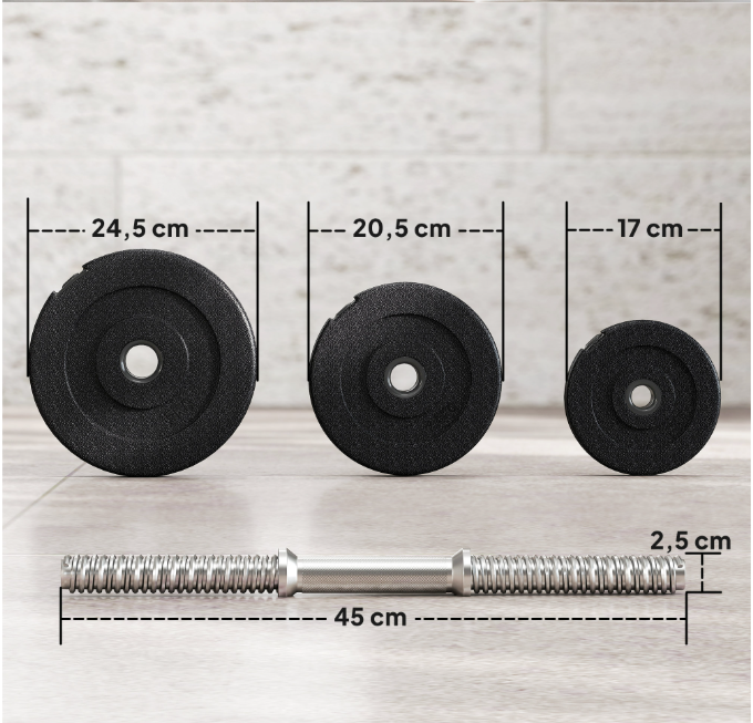 Dumbbell Set 40 kg – Verstelbare Halterset met Stalen Stangen voor Krachttraining Thuis