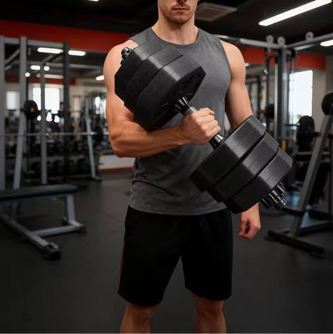 Verstelbare Dumbbell Set 20 kg – Octagon Halters met Afneembare Gewichten voor Thuis Fitness