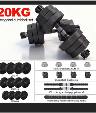 Verstelbare Dumbbell Set 20 kg – Octagon Halters met Afneembare Gewichten voor Thuis Fitness