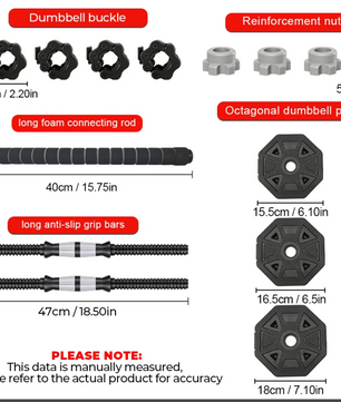 Verstelbare Dumbbell Set 20 kg – Octagon Halters met Afneembare Gewichten voor Thuis Fitness
