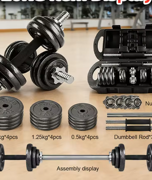 Verstelbare Dumbbell Set 20 kg – Gietijzeren Halters met Antislip Sluitingen voor Krachttraining
