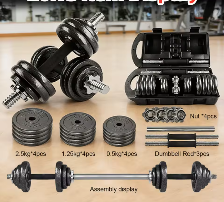 Verstelbare Dumbbell Set 20 kg – Gietijzeren Halters met Antislip Sluitingen voor Krachttraining