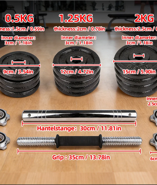 Verstelbare Dumbbell Set 20 kg – Gietijzeren Halters met Antislip Sluitingen voor Krachttraining
