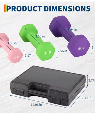 Dumbbell Set 3 Paren – Neopreen Halters met Opbergbox voor Thuis Fitness