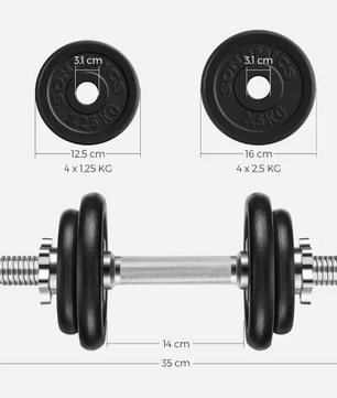 Verstelbare Dumbbell Set 20/30/40 kg – Gietijzeren Halters voor Krachttraining Thuis en Gym