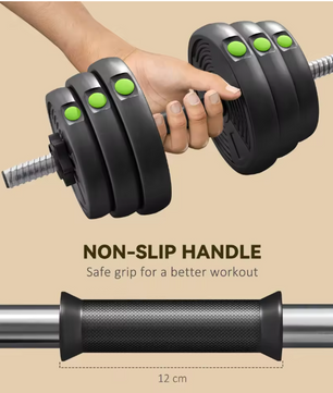 Verstelbare Dumbbell Set 30 kg – 2-in-1 Halterset met Verbindingsstang en Antislip Grip