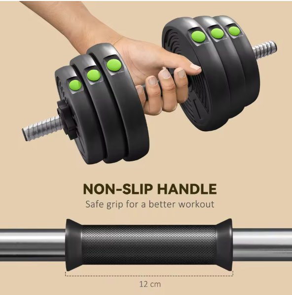 Verstelbare Dumbbell Set 30 kg – 2-in-1 Halterset met Verbindingsstang en Antislip Grip
