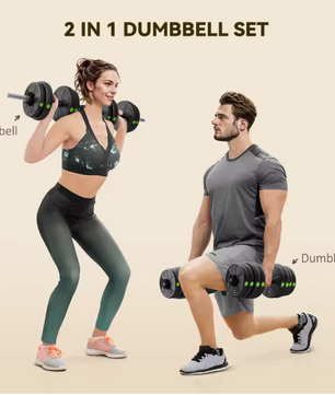 Verstelbare Dumbbell Set 30 kg – 2-in-1 Halterset met Verbindingsstang en Antislip Grip