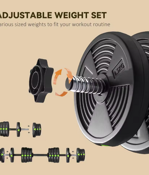 Verstelbare Dumbbell Set 30 kg – 2-in-1 Halterset met Verbindingsstang en Antislip Grip