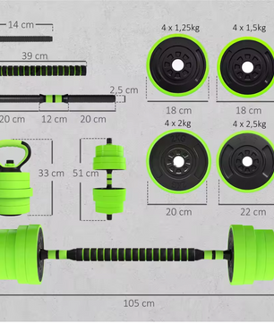 4-in-1 Verstelbare Dumbbell Set 30 kg – Halter, Kettlebell en Push-up Steunen