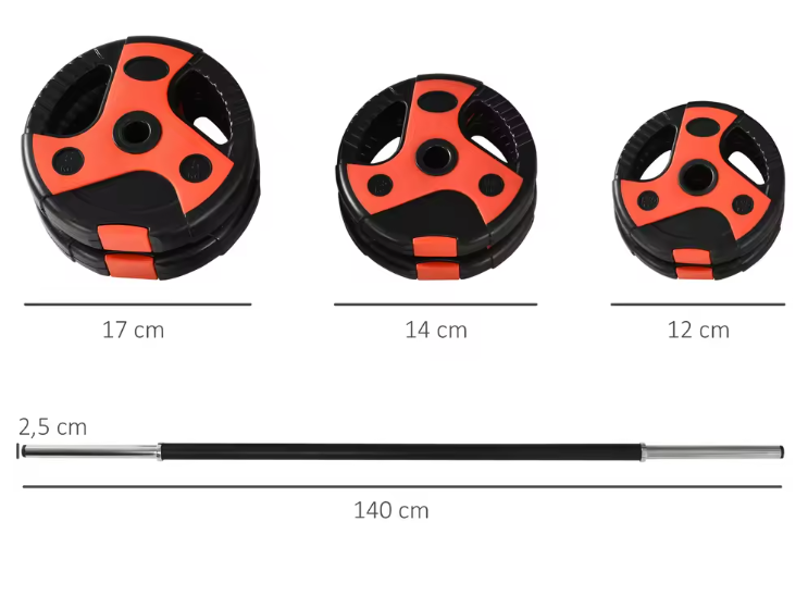 Verstelbare Halterstang Set 20 kg – Gewichtsschijven met Antislip Grip voor Krachttraining