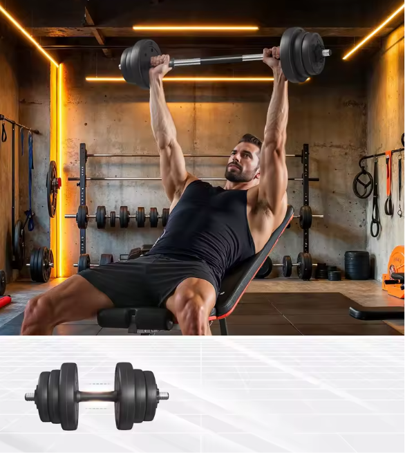 Verstelbare Dumbbell Set 20 kg – 2-in-1 Halterset met Verbindingsstang voor Thuis Fitness