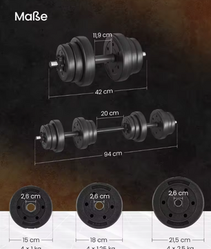 Verstelbare Dumbbell Set 20 kg – 2-in-1 Halterset met Verbindingsstang voor Thuis Fitness