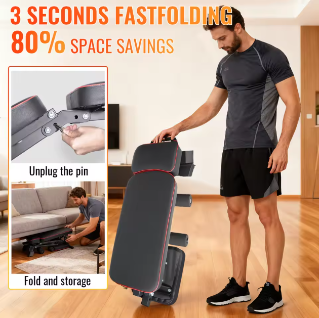 Multifunctionele Halterbank – Opvouwbare Fitnessbank met 5 Standen voor Full Body Training