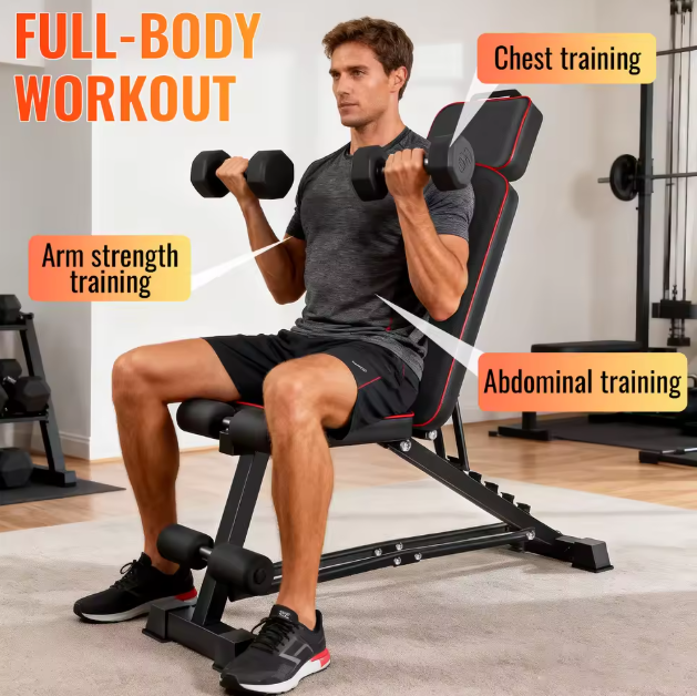 Multifunctionele Halterbank – Opvouwbare Fitnessbank met 5 Standen voor Full Body Training