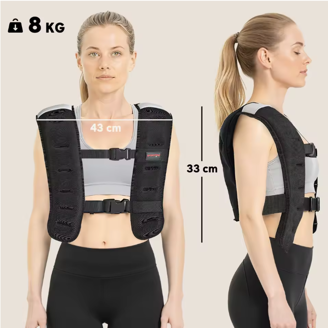 Gewichtsvest 8KG – Ademend Trainingsvest met Verstelbare Bandjes en Reflectie