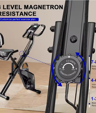 Opvouwbare Hometrainer – 8 Weerstanden met LCD Display en Hartslagsensoren