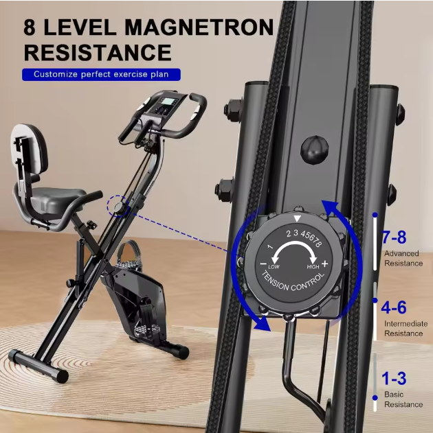 Opvouwbare Hometrainer – 8 Weerstanden met LCD Display en Hartslagsensoren