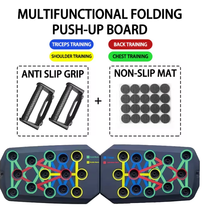 Push-up Board Set – Opvouwbaar Trainingsbord met Handgrepen voor Borst, Armen en Core