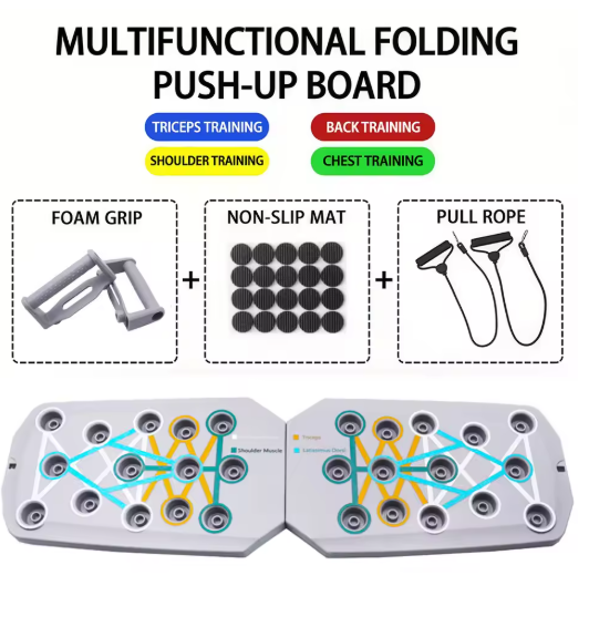 Push-up Board Set – Opvouwbaar Trainingsbord met Handgrepen voor Borst, Armen en Core