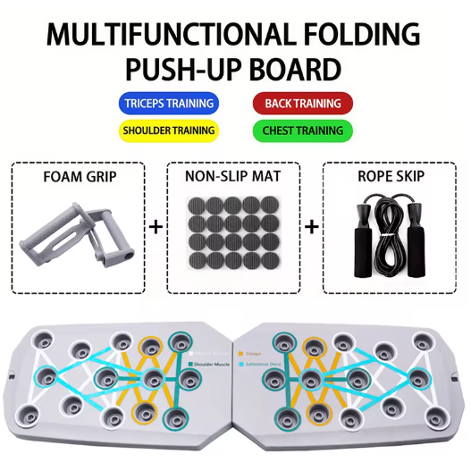 Push-up Board Set – Opvouwbaar Trainingsbord met Handgrepen voor Borst, Armen en Core