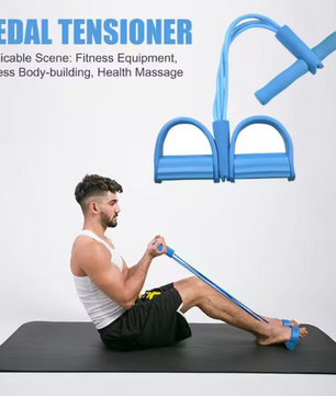 Weerstandsband Trainer met Pedalen – 4 Elastische Trekkoorden voor Full Body Workout