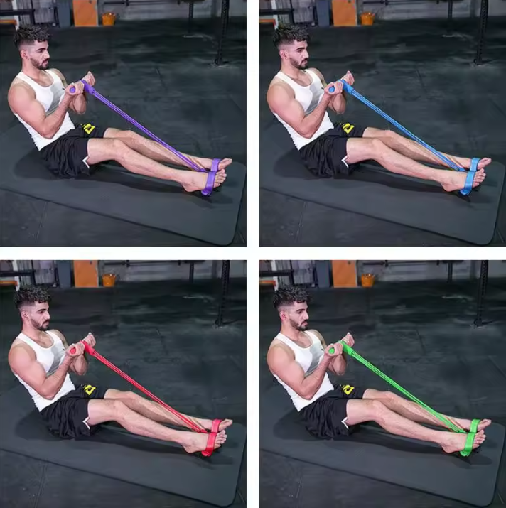 Weerstandsband Trainer met Pedalen – 4 Elastische Trekkoorden voor Full Body Workout