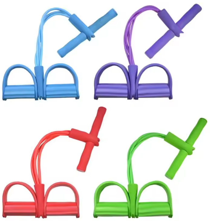 Weerstandsband Trainer met Pedalen – 4 Elastische Trekkoorden voor Full Body Workout