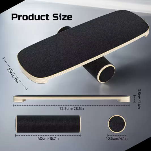 Balance Board met Roller – Houten Balans Trainer voor Core en Stabiliteit