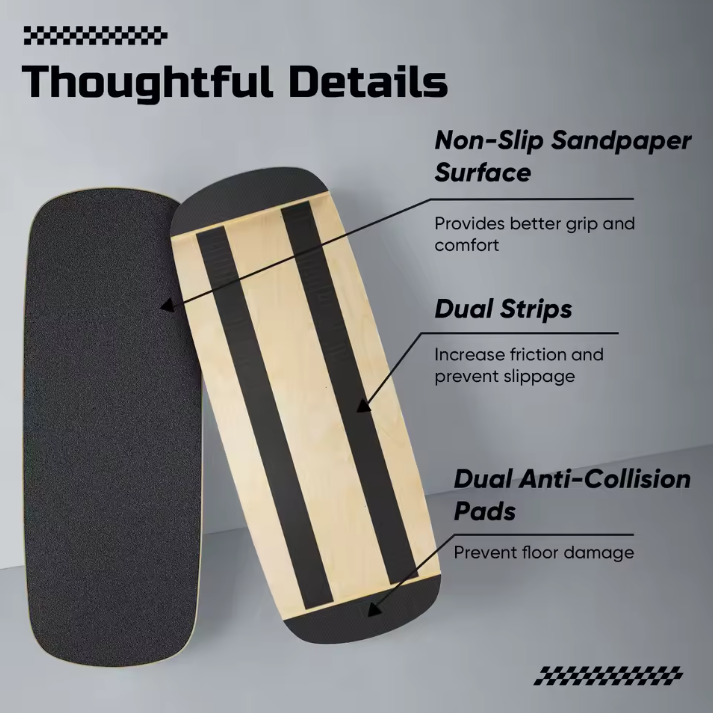 Balance Board met Roller – Houten Balans Trainer voor Core en Stabiliteit