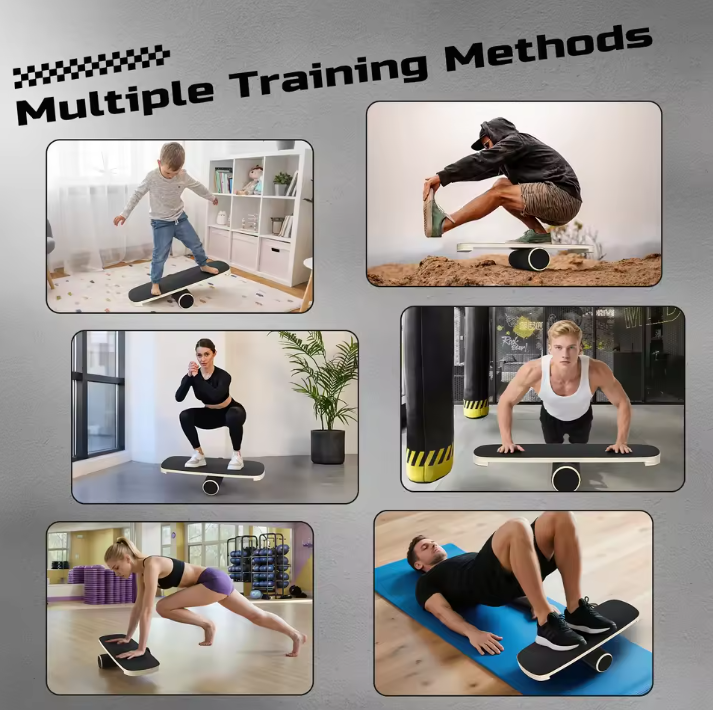 Balance Board met Roller – Houten Balans Trainer voor Core en Stabiliteit