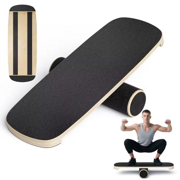 Balance Board met Roller – Houten Balans Trainer voor Core en Stabiliteit