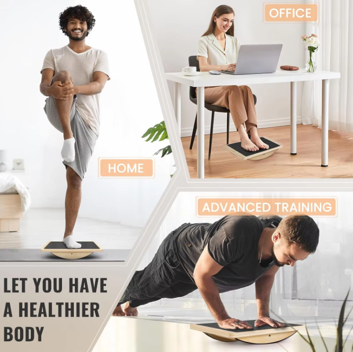 Houten Balansbord – Antislip Evenwichtsbord voor Core Training en Stabiliteit