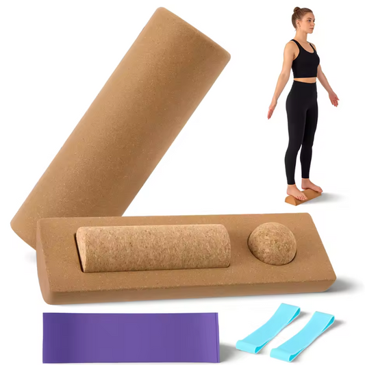 Kurk Balance Board – Voettrainer met Massagebal en Weerstandsbanden