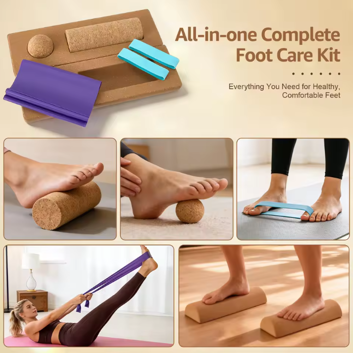 Kurk Balance Board – Voettrainer met Massagebal en Weerstandsbanden