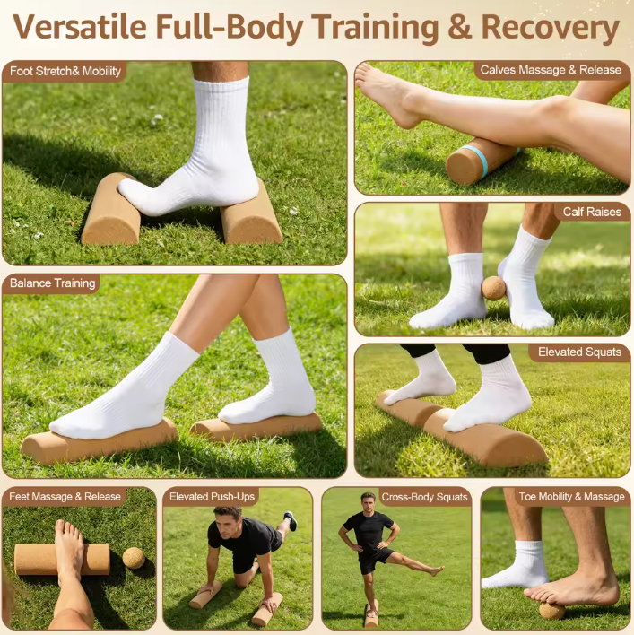 Kurk Balance Board – Voettrainer met Massagebal en Weerstandsbanden