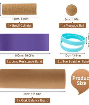 Kurk Balance Board – Voettrainer met Massagebal en Weerstandsbanden