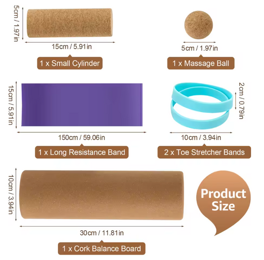 Kurk Balance Board – Voettrainer met Massagebal en Weerstandsbanden