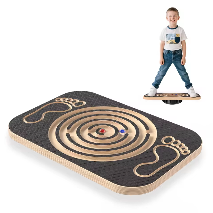 Houten Balansbord met Doolhof – Verstelbare Balans Trainer voor Core, Coördinatie en Fitness